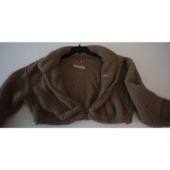 SKIMS AP-ZIP-0878 Womens Sz XL Desert Teddy High Pile Fleece Crop Zip Jacket $90 - Picture 11 of 12